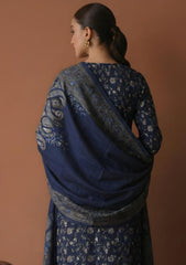 Winter - Riwaj - Pashmina Embroidered Suit - Wool Shawl - D#01 - N Blue
