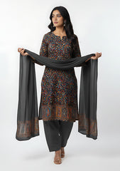 Winter - Riwaj - Pashmina Suit - Kaani Jamawar - Premium 25 - D#46 - Black