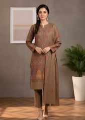 Winter - Riwaj - Pashmina Embroidered Suit - D#08 - Brown
