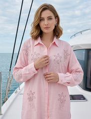 Pret - Moven - Oversize Stone Embellished Shirt - Pink