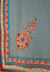 Pashmina Kashmiri Work Shawl D - 01 - M Grey