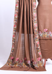 Winter - Riwaj - Pashmina Jamawar Suit - Patch Work - D#21 - Chocolate