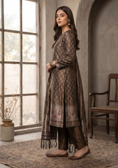 Winter - Fancy Silk Zari Jamawar - 3 Pcs Suit - D#14 - Brown
