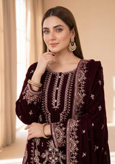 Winter - Riwaj - Fancy Embroidered Velvet Suit - D#651 - D Purple