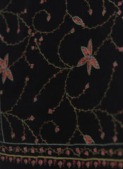 Wool Needle Work Shawl D - 70J - BLACK