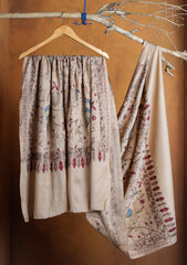 Pashmina Ari Work Jaaldar Shawl D#32 - Skin