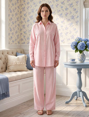 Pret - Moven - Shirt with Floral Embroidery and Stone Work Details - Pink