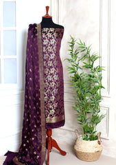 Formals - Fancy Closet - 2 pcs Suit - Satin Silk Jamawar D#10 Purple