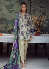 Winter - Sahar - Elara - Fall Printed - 3 Pcs - AW1-25-07 - Ivory Wisteria