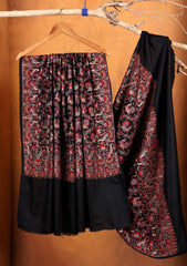 Pashmina Embroidered Jaaldar Shawl D#03 - Black 1