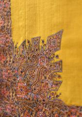 Pashmina Emb Palu Border Shawl D - 03 - Mustard