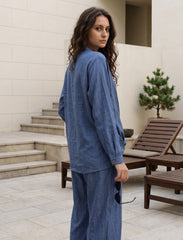Pret - Moven - Indigo Linen Women's Shirt - Blue