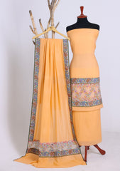 Winter - Riwaj - Pashmina Jamawar Suit - Patch Work - D#26 - Peach