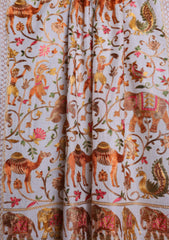 Pashmina Ari Work Jaaldar Scarf D#01 - Off White