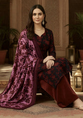 Winter - Riwaj - Printed Velvet Suit - Palachi Dupatta - D#01 - Maroon