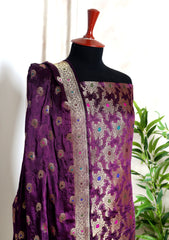 Formals - Fancy Closet - 2 pcs Suit - Satin Silk Jamawar D#10 Purple