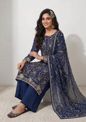 Formals - Riwaj - Fancy Bamber Chiffon - 2 Pcs Suit - CBD#04 - Navy Blue