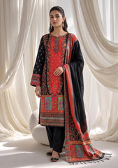 Winter - Fancy Silk Zari Jamawar - 3 Pcs Suit - D#18 - Black