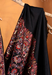 Pashmina Embroidered Jaaldar Shawl D#03 - Black 1