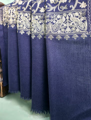 Pashmina Ari Work Jaaldar Shawl D#33 - N Blue