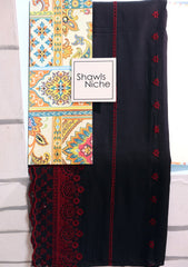 Embroidered Lawn Summer Shawl D#30 - Black