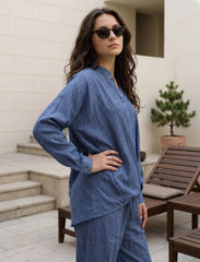 Pret - Moven - Indigo Linen Women's Shirt - Blue