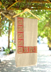 Embroidered Wool Shawl D - 73 - L Brown