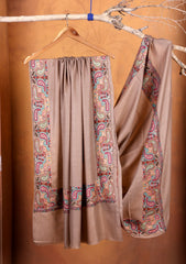 Pashmina Embroidered Border Shawl D#03 - L Brown