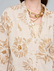 Pret - Moven - Shirt with Floral Embroidery and Sequin Details - Skin