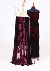 Winter - Riwaj - Printed Velvet Suit - Palachi Dupatta - D#01 - Maroon