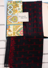 Embroidered Lawn Summer Shawl D#51 - Black