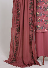 Winter - Riwaj - Printed Cotray Suit - Wool Shawl - D#09 - DT Pink