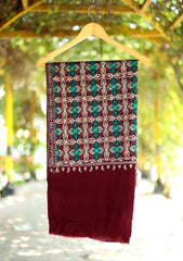 Ari Work Wool Shawl D - 1 - Maroon