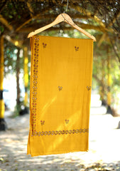 Pashmina Wool Needle Work Shawl D - 29 - Mustard