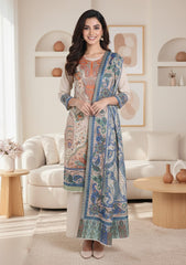 Winter - Riwaj - Printed Pashmina - 3 Pcs Suit - D#05 - L Peach