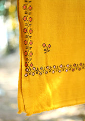 Pashmina Wool Needle Work Shawl D - 29 - Mustard