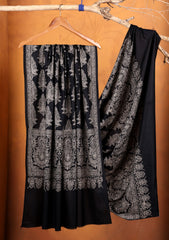 Pashmina Embroidered Jaaldar Shawl D#13 - Black