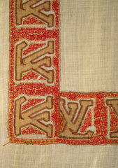 Embroidered Wool Shawl D - 73 - L Brown