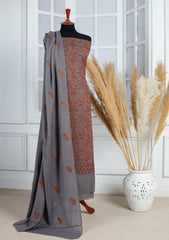 Winter - Riwaj - Pashmina Embroidered Suit - Edit 25 - D#14 - Grey