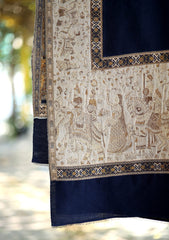 Pashmina Kaani Zari Shawl D - 20 - N Blue