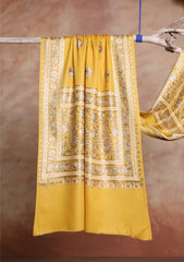 Pashmina Ari Work Jaaldar Scarf D#08 - Mustard