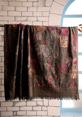 Karandi Embroidered Shawl D#12 - Mehndi