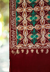 Ari Work Wool Shawl D - 1 - Maroon