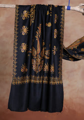 Pashmina Kashmiri Jaaldar Scarf D#30 - Black