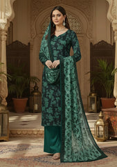 Winter - Riwaj - Printed Velvet Suit - Palachi Dupatta - D#08 - Green