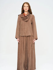 Pret - Moven - Scarf Detailed Coffee Draped Shirt - Brown