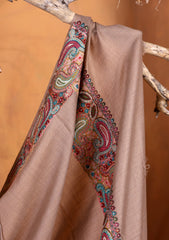 Pashmina Embroidered Border Shawl D#03 - L Brown