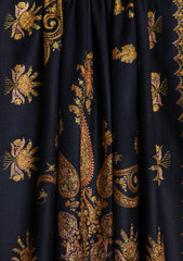 Pashmina Kashmiri Jaaldar Scarf D#30 - Black
