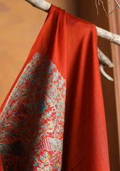 Pashmina Embroidered Jaaldar Shawl D#27 - Rust