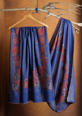 Pashmina Jamawar Shawl D#118 - Ink Blue